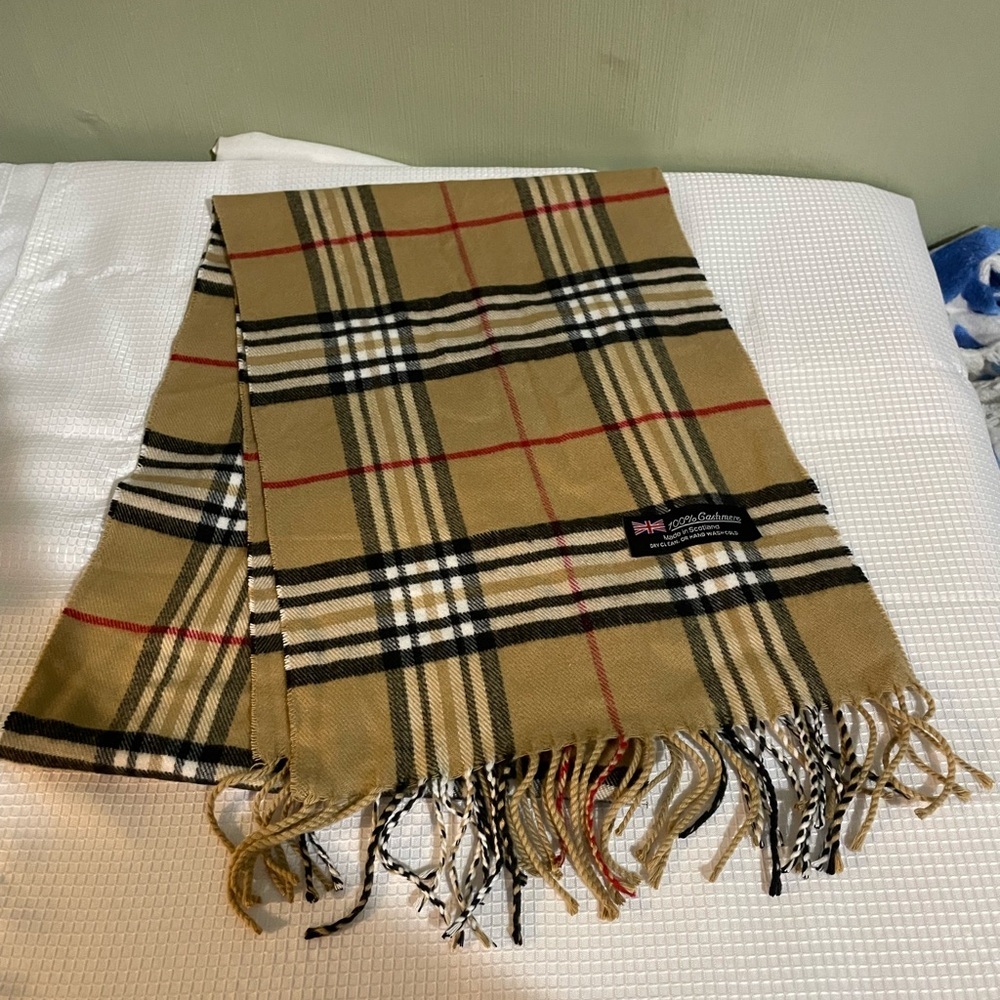 Classic Tan Plaid Scarf